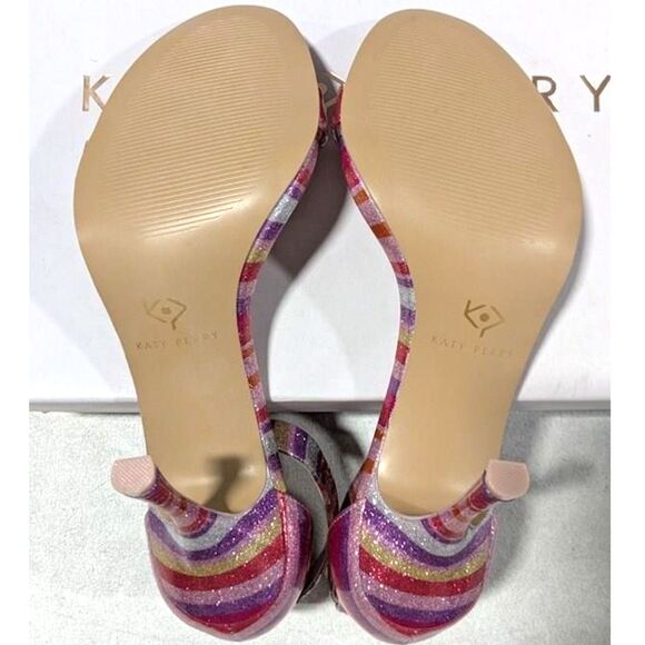 NEW in box Katy Perry Collection The Melly Pink Quartz Glitter Stripe Heels - Picture 5 of 6